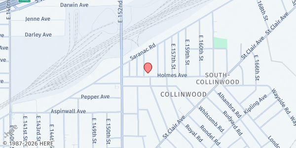 Map showing St. Mary's Hot Meal Program at 15519 Holmes Ave, Cleveland, OH