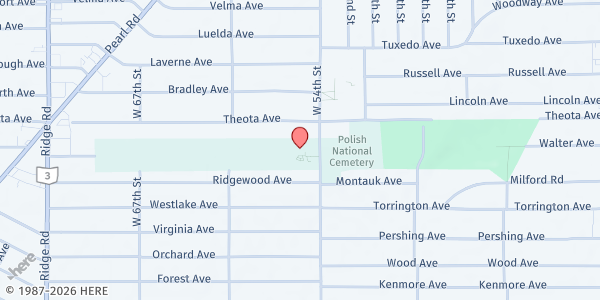 Map showing St. Mary's House of Hospitality at 5500 W 54th St, Cleveland, OH