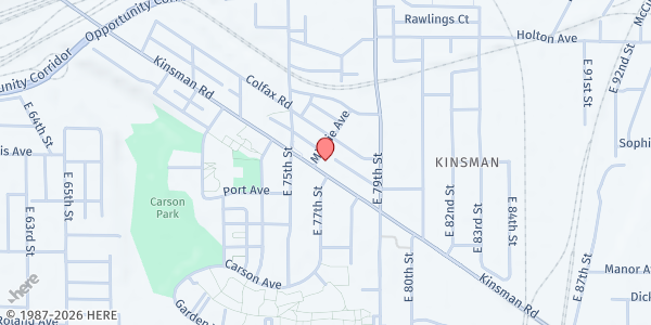 Map showing The Church C.O.G.I.C. at 7541 Kinsman Rd, Cleveland, OH