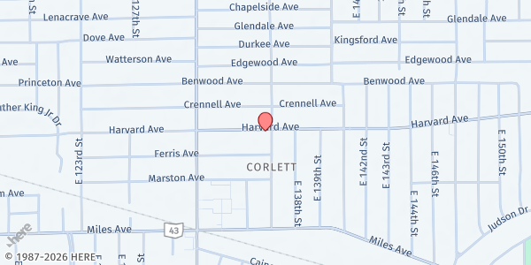 Map showing The Harvard Square Center at 13510 Harvard Ave, Cleveland, OH