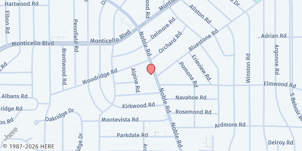 Map showing The Pantry On The Heights at 2706 Noble Road, Cleveland, OH