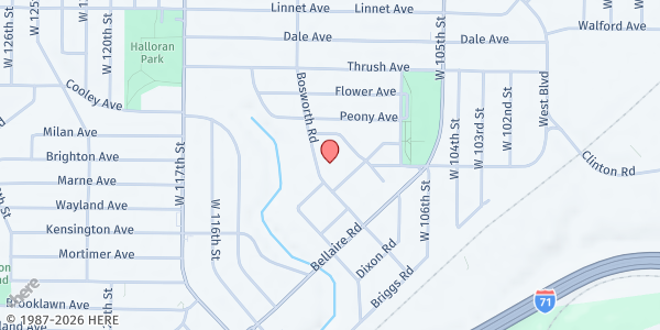 Map showing Time and Season - Mobile Pantry Location at 3727 Bosworth Ave, Cleveland, OH