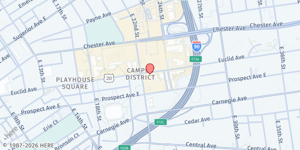 Map showing Trinity Cathedral at 2230 Euclid Ave, Cleveland, OH