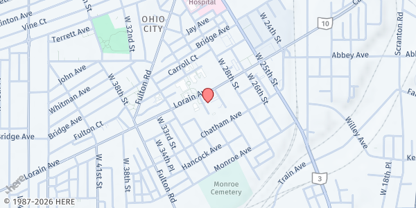 Map showing Trinity E. Lutheran Church at 2031 W 30th St, CLEVELAND, OH