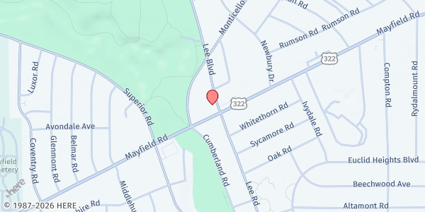 Map showing Two Fish Five Loaves at 2490 LEE BLVD STE 219, Cleveland, OH