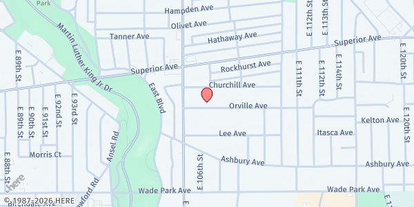 Map showing UH Glenville MP - Distribution Site at 10527 Orville Ave, Cleveland, OH