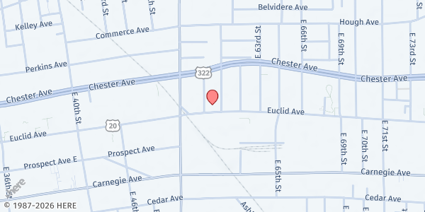 Map showing UH Midtown at 5805 Euclid Ave, Cleveland, OH