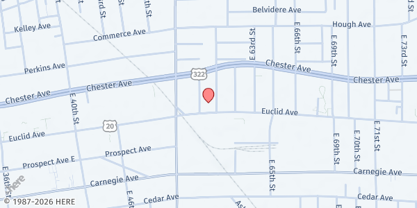Map showing UH Midtown at 5805 Euclid Ave, Cleveland, OH