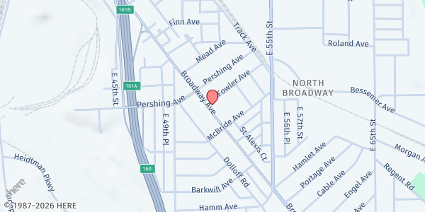 Map showing University Settlement Food Pantry at 5115 Broadway Ave, Cleveland, OH