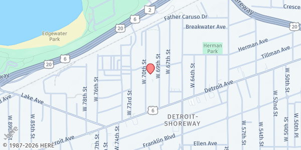 Map showing Villa Mercede Apartments at 1331 West 70th St, Cleveland, OH
