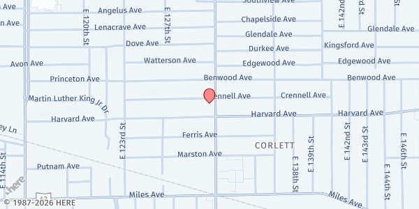 Map showing We C.A.R.E. Community Outreach at 4004 E 131st St, Cleveland, OH