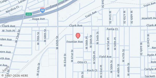 Map showing West 58th Street Church of God at 3150 W 58th St, Cleveland, OH