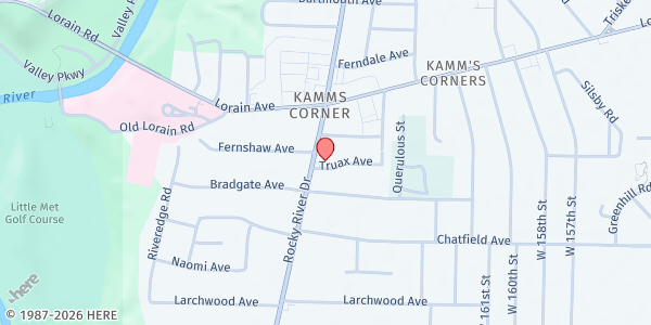 Map showing West Park United Church of Christ at 3909 Rocky River Dr, Cleveland, OH