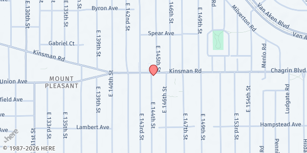 Map showing William T. Boyd Lodge #79 at 14402 Kinsman Rd, Cleveland, OH
