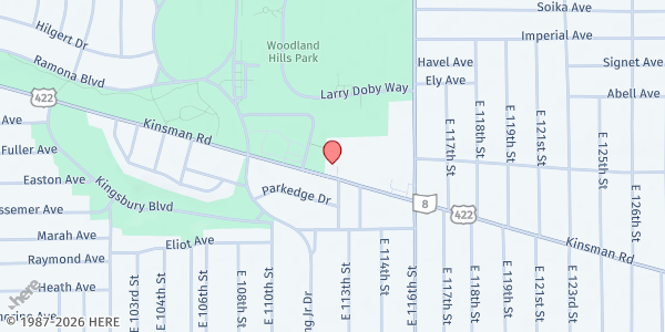 Map showing Zion Hill Baptist Church at 11115 Kinsman Rd, Cleveland, OH