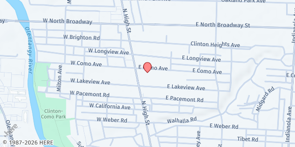 Map showing COMO Drop In Center - Women's house at 29 East Como Avenue, Clintonville, OH