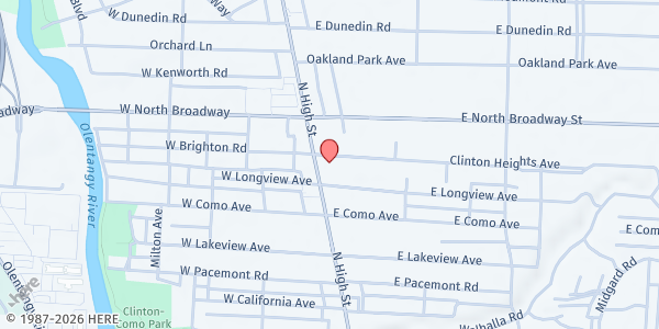 Map showing CRC & CLINTON HEIGHTS LUTHERAN CHURCH at 15 Clinton Heights Avenue, Clintonville, OH