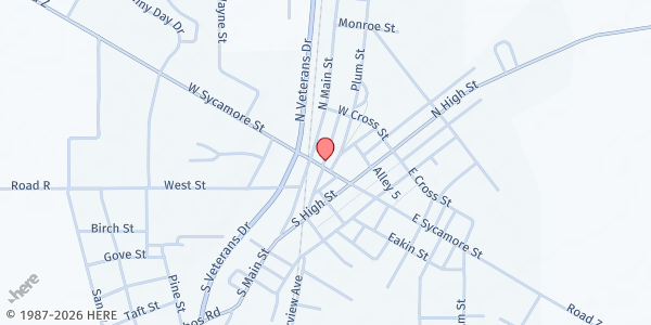 Map showing The Lord's Pantry at 205 W. Sycamore St., Columbus Grove, OH