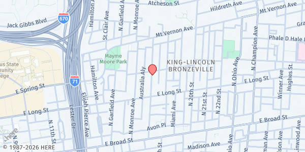 Map showing Bread Basket Food Pantry at 186 N 17TH ST, COLUMBUS, OH