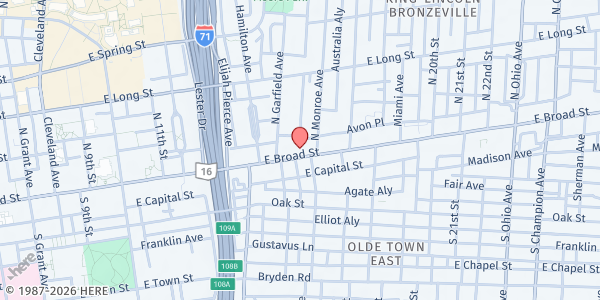 Map showing Broad Street Presbyterian Church at 760 E Broad St, Columbus, OH