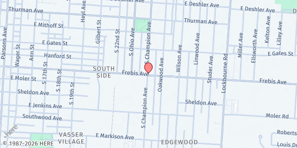 Map showing Champion Pantry at 1460 S CHAMPION AVE, COLUMBUS, OH