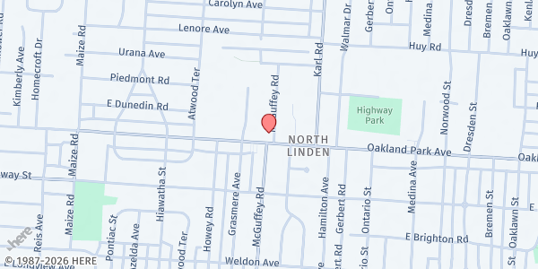 Map showing Church on Oakland Park at 1230 OAKLAND PARK AVE, COLUMBUS, OH