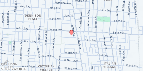 Map showing Columbus Dream Center at 38 West Greenwood Avenue, Columbus, OH