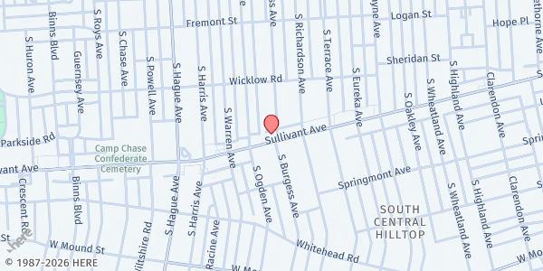 Map showing Community Meal - 2622 Sullivant Ave at 2622 SULLIVANT AVE, COLUMBUS, OH