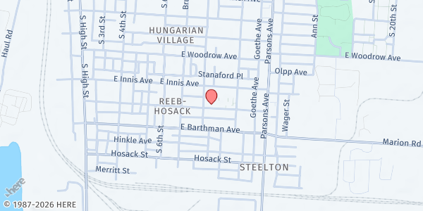 Map showing Community Meal Distribution Site at 280 REEB AVE, COLUMBUS, OH