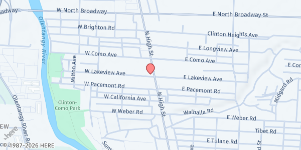 Map showing CRC Lakeview Pantry at 14 W LAKEVIEW AVE, COLUMBUS, OH