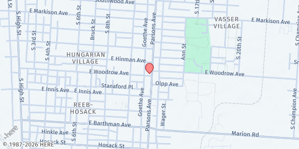 Map showing Food4AllCbus Community Fridge - Parsons Ave at 1761 Parsons Ave, Columbus, OH