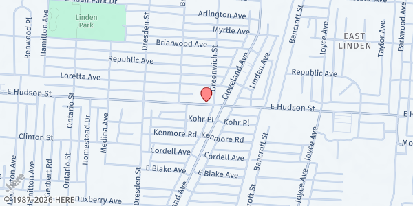 Map showing Gus and Gabe Pantry at 1550 E HUDSON ST, COLUMBUS, OH