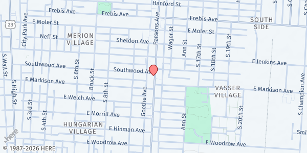 Map showing Hand to Hand Feeding at 1547 PARSONS AVE, COLUMBUS, OH
