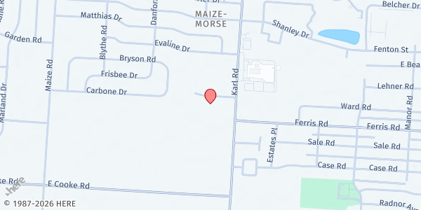 Map showing Helping Hands Food Pantry at Christian Assembly Church at 4099 Karl Rd, Columbus, OH