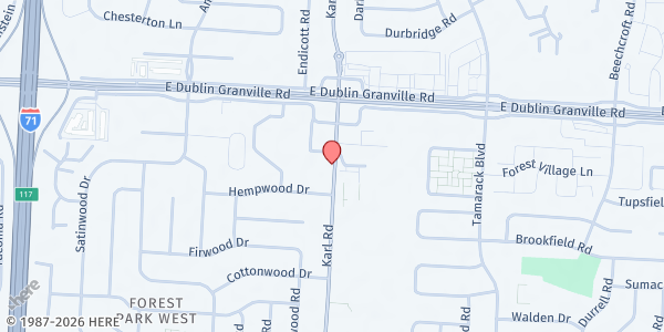 Map showing INPREM Holistic Comm. Resource Ctr. FP - Pantry at 5757 Karl Road, Columbus, OH