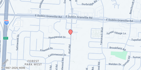 Map showing INPREM Resource Ctr. & Food Pantry at 5757 Karl Rd., Columbus, OH