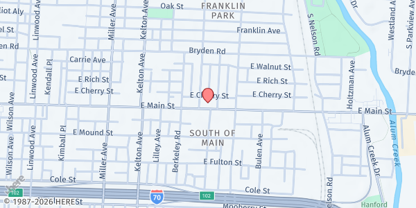 Map showing J. Jireh Ministries Food Pantry at 1670 E Main St, Columbus, OH