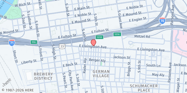 Map showing Livingston Avenue UMC Food Pantry at 200 E LIVINGSTON AVE, COLUMBUS, OH