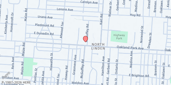 Map showing Lutheran Social Services - Oakland Park at 1230 OAKLAND PARK AVE, COLUMBUS, OH