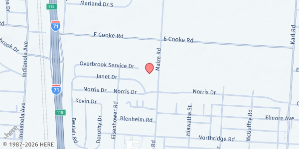 Map showing Maize Manor UMC at 3901 MAIZE RD, Columbus, OH
