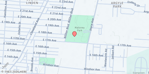 Map showing Mid-Ohio Market at St. Stephens at 1500 E17th Avenue, Columbus, OH