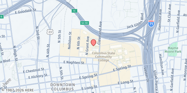 Map showing Mid-Ohio Market @ CSCC at 400 Grove St, Columbus, OH