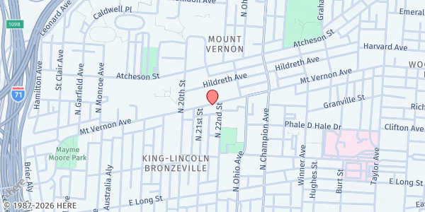 Map showing Mount Vernon AME Food Pantry at 1147 MOUNT VERNON AVE, COLUMBUS, OH
