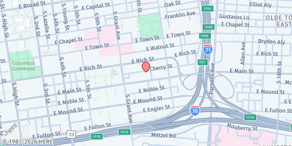 Map showing Mt Olivet Community Meal - 428 E Main St at 428 E MAIN ST, COLUMBUS, OH