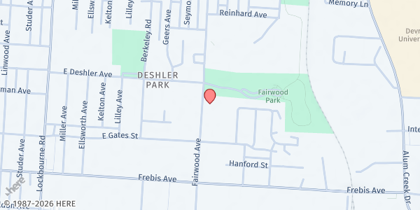 Map showing New Horizons Christian Fellowship at 1428 Fairwood Ave, Columbus, OH