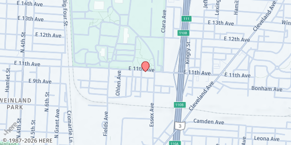 Map showing NNEMAP Pantry at 677 E 11TH AVE, COLUMBUS, OH