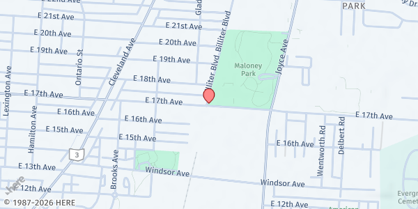 Map showing Pantry at 1500 E 17TH AVE, COLUMBUS, OH