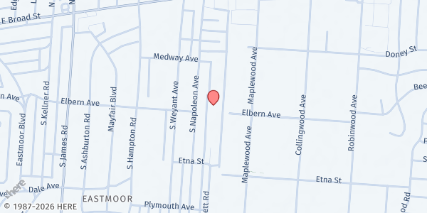 Map showing Philadelphia Deliverance at 250 S Napoleon Ave, Columbus, OH