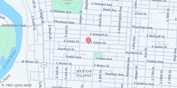 Map showing Produce Market - 225 E Gates St at 225 E GATES ST, COLUMBUS, OH