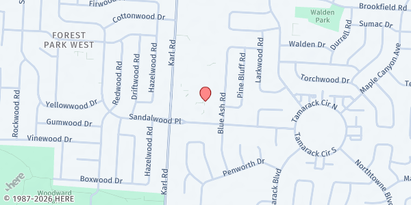 Map showing Produce Market - Sandalwood Location at 1640 SANDALWOOD PL, COLUMBUS, OH